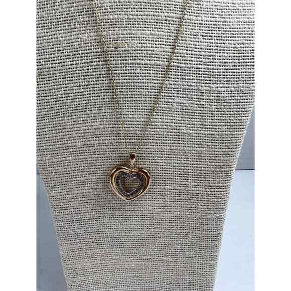 NEW Genuine Natural 1/4 CT TW Diamond Heart Gold On Sterling Silver Necklace - Picture 3 of 6